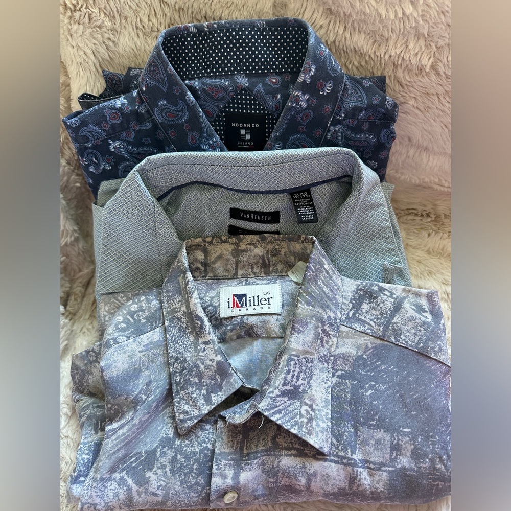 3 Men's Button Up Patterned Shirts